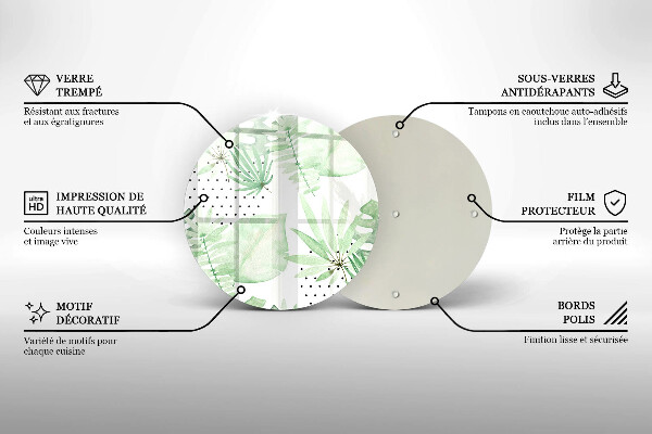 Chopping board Watercolor leaves