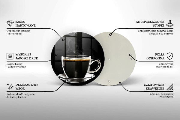 Chopping board A glass of hot coffee