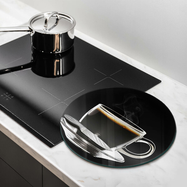 Chopping board A glass of hot coffee