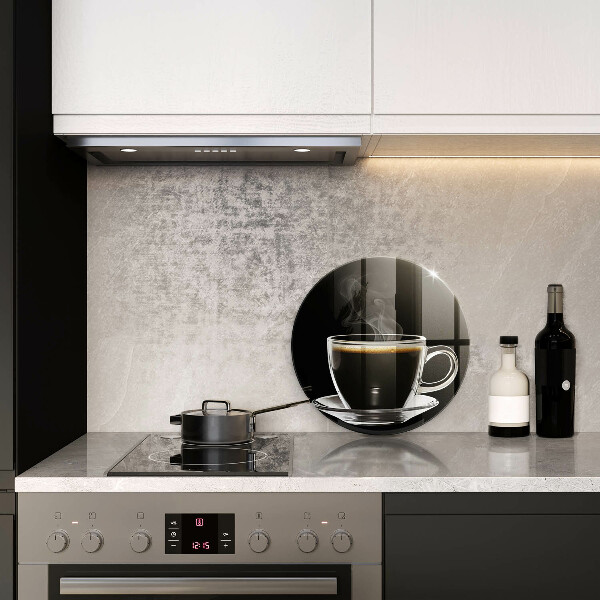 Chopping board A glass of hot coffee