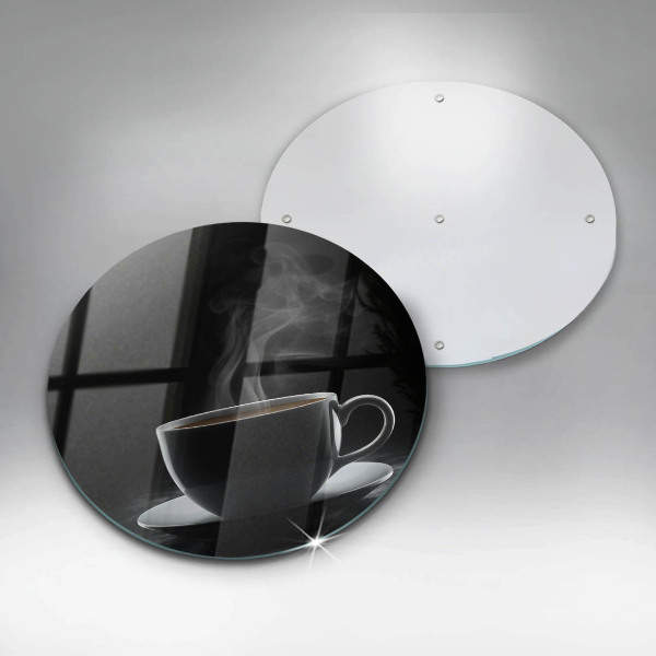 Chopping board Hot cup of coffee