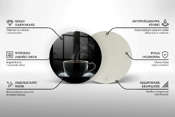 Chopping board Hot cup of coffee
