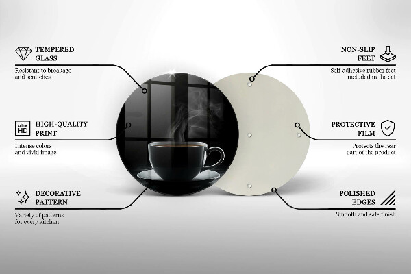 Chopping board Hot cup of coffee