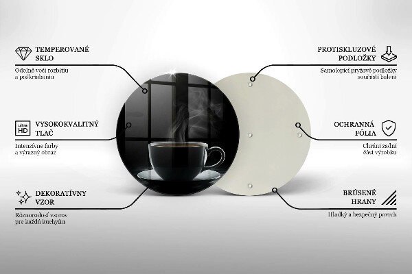 Chopping board Hot cup of coffee