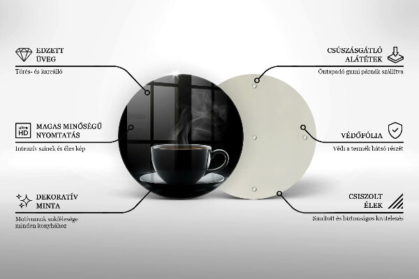 Chopping board Hot cup of coffee