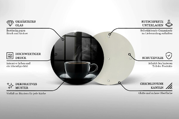 Chopping board Hot cup of coffee