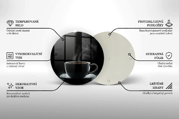 Chopping board Hot cup of coffee