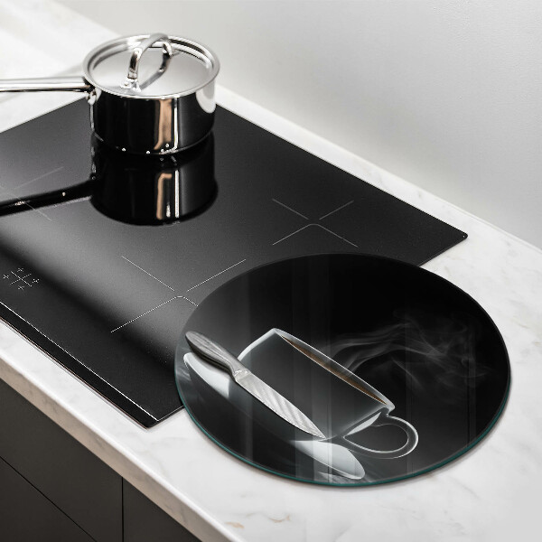 Chopping board Hot cup of coffee
