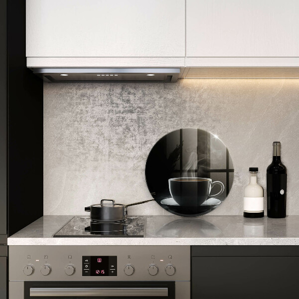 Chopping board Hot cup of coffee