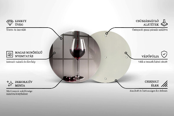 Chopping board Glass and grapes
