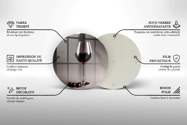 Chopping board Glass and grapes