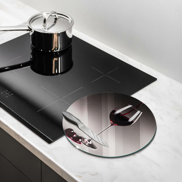 Chopping board Glass and grapes