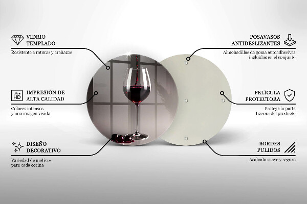 Chopping board Glass and grapes