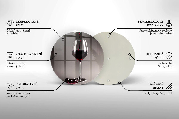 Chopping board Glass and grapes