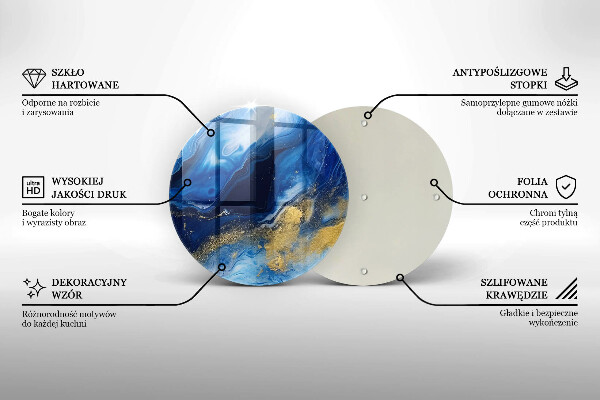 Chopping board Blue marble and gold