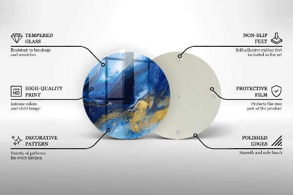 Chopping board Blue marble and gold