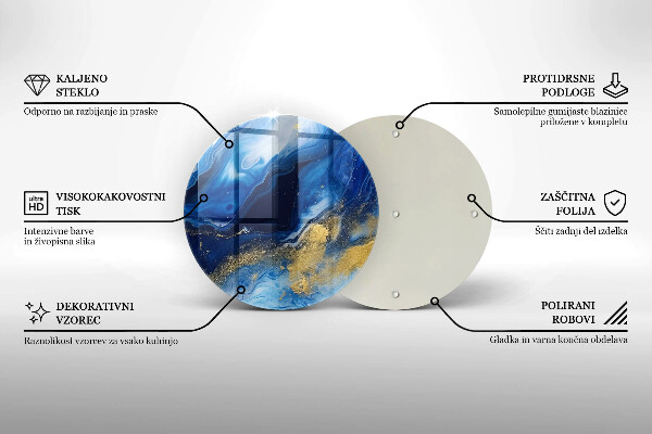 Chopping board Blue marble and gold
