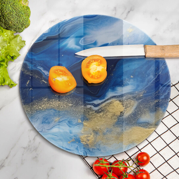 Chopping board Blue marble and gold