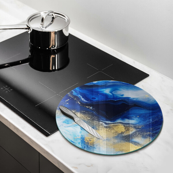 Chopping board Blue marble and gold