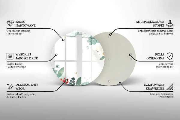 Chopping board glass Watercolors leaves