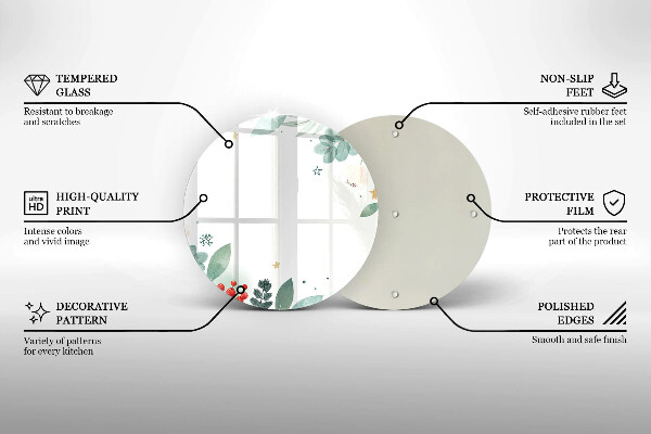 Chopping board glass Watercolors leaves