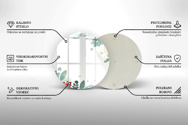 Chopping board glass Watercolors leaves