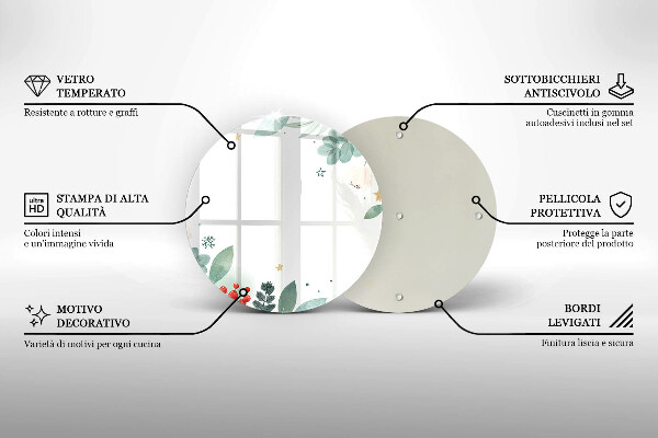 Chopping board glass Watercolors leaves