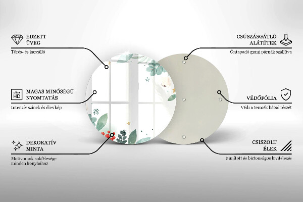 Chopping board glass Watercolors leaves