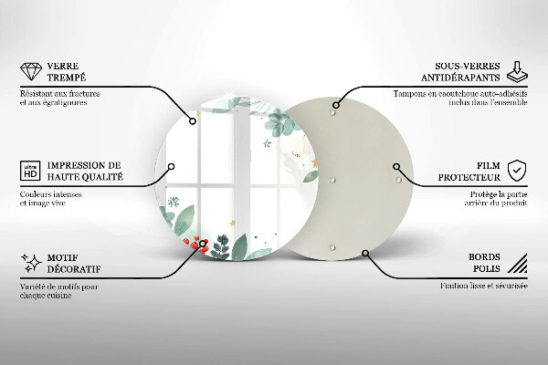 Chopping board glass Watercolors leaves