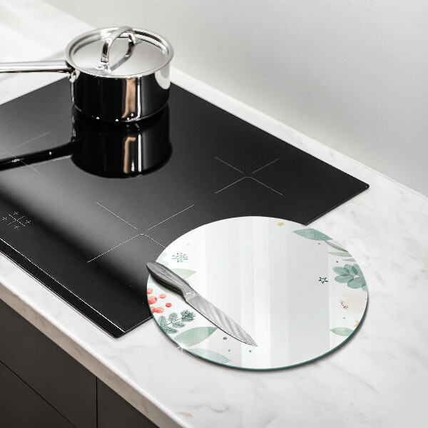 Chopping board glass Watercolors leaves