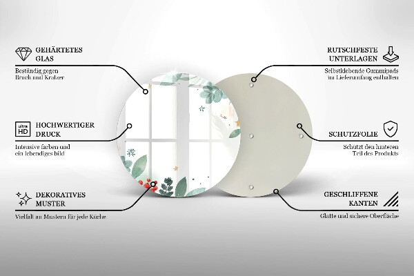 Chopping board glass Watercolors leaves