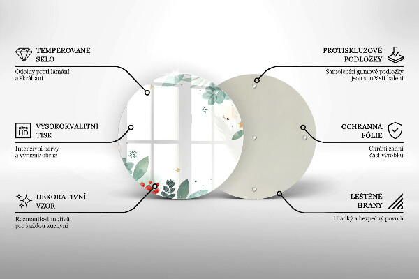 Chopping board glass Watercolors leaves