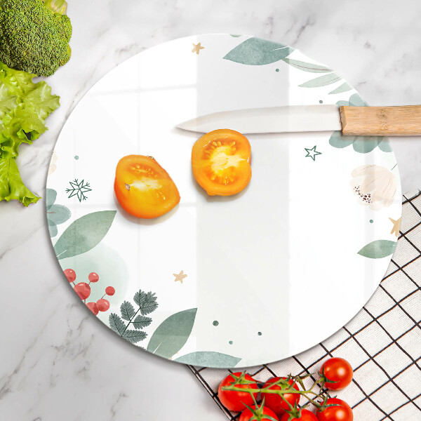 Chopping board glass Watercolors leaves