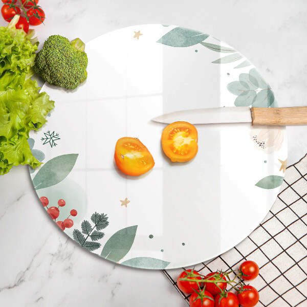 Chopping board glass Watercolors leaves