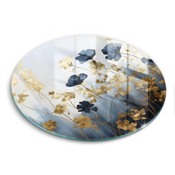 Chopping board Blue and golden flowers