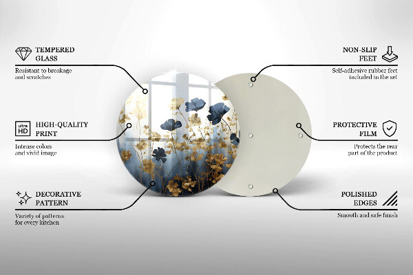 Chopping board Blue and golden flowers