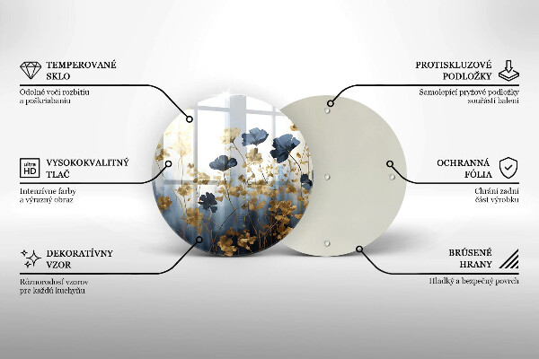 Chopping board Blue and golden flowers