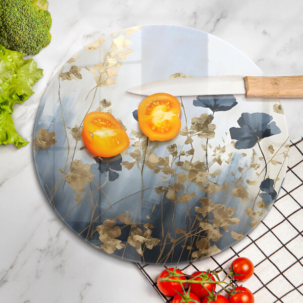 Chopping board Blue and golden flowers