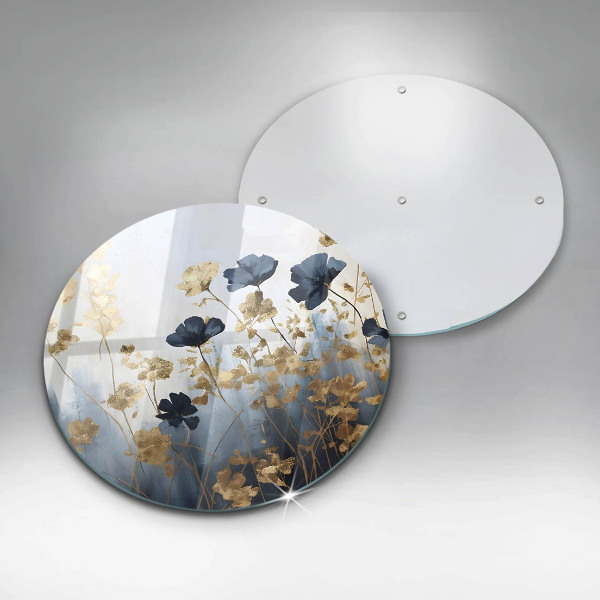 Chopping board Blue and golden flowers