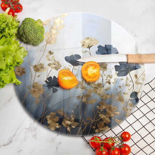 Chopping board Blue and golden flowers
