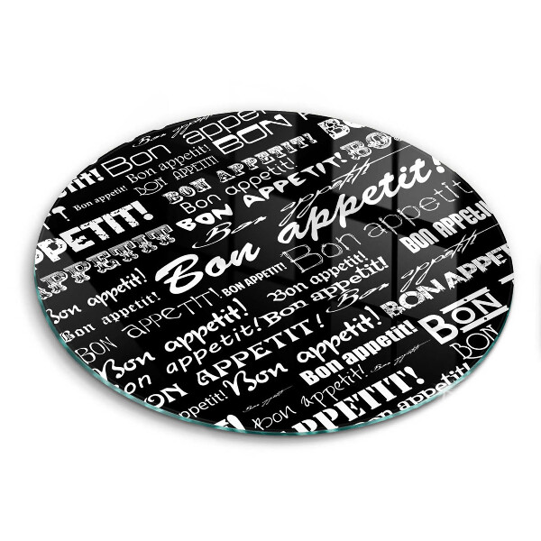 Chopping board glass Kitchen text Bon Appetit