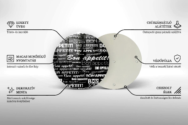 Chopping board glass Kitchen text Bon Appetit