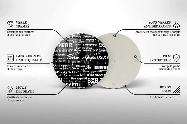 Chopping board glass Kitchen text Bon Appetit