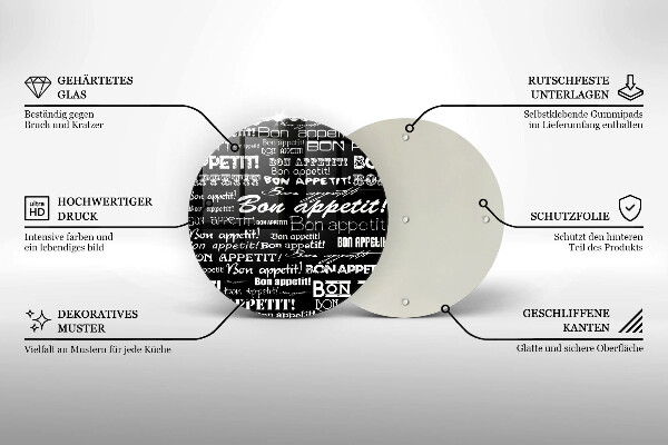 Chopping board glass Kitchen text Bon Appetit