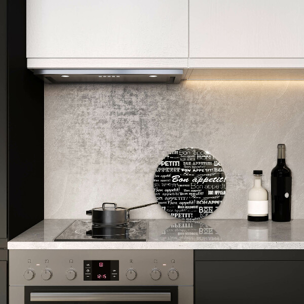 Chopping board glass Kitchen text Bon Appetit