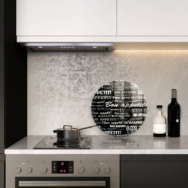 Chopping board glass Kitchen text Bon Appetit