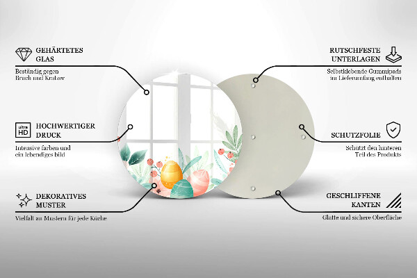 Chopping board glass Easter eggs