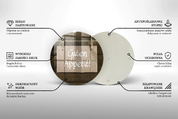 Chopping board glass GUTEN APETIT inscription boards