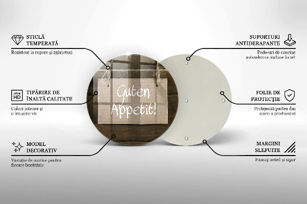 Chopping board glass GUTEN APETIT inscription boards