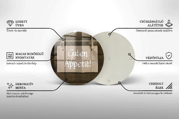 Chopping board glass GUTEN APETIT inscription boards